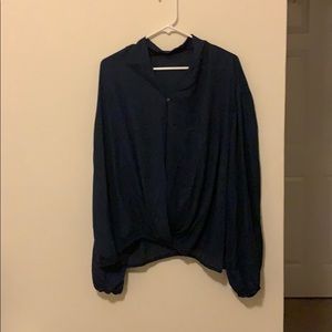 See thru navy blue blouse